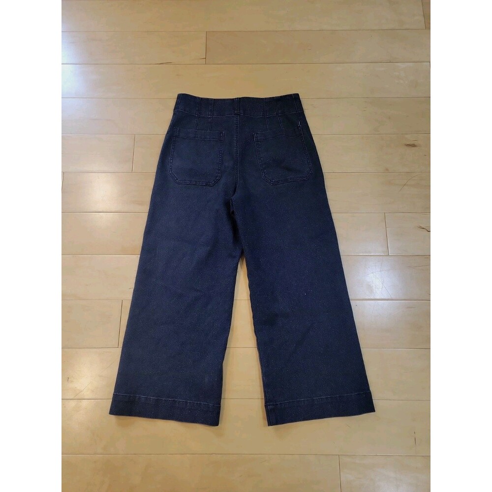 Maeve Anthropologie The Colette Sparkle Jeans Women’s 30 Black Wide Leg Cropped - Picture 6 of 9